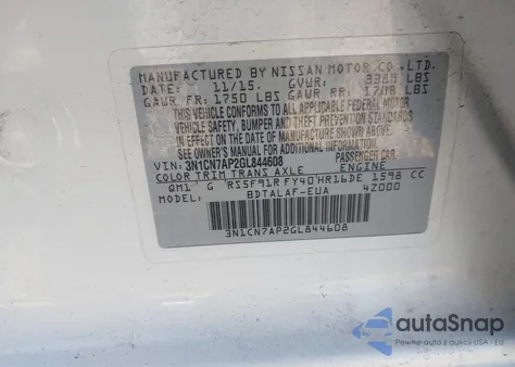 2016 Nissan Versa 1.6 S from USA, damaged, VIN 3N1CN7AP2GL844608